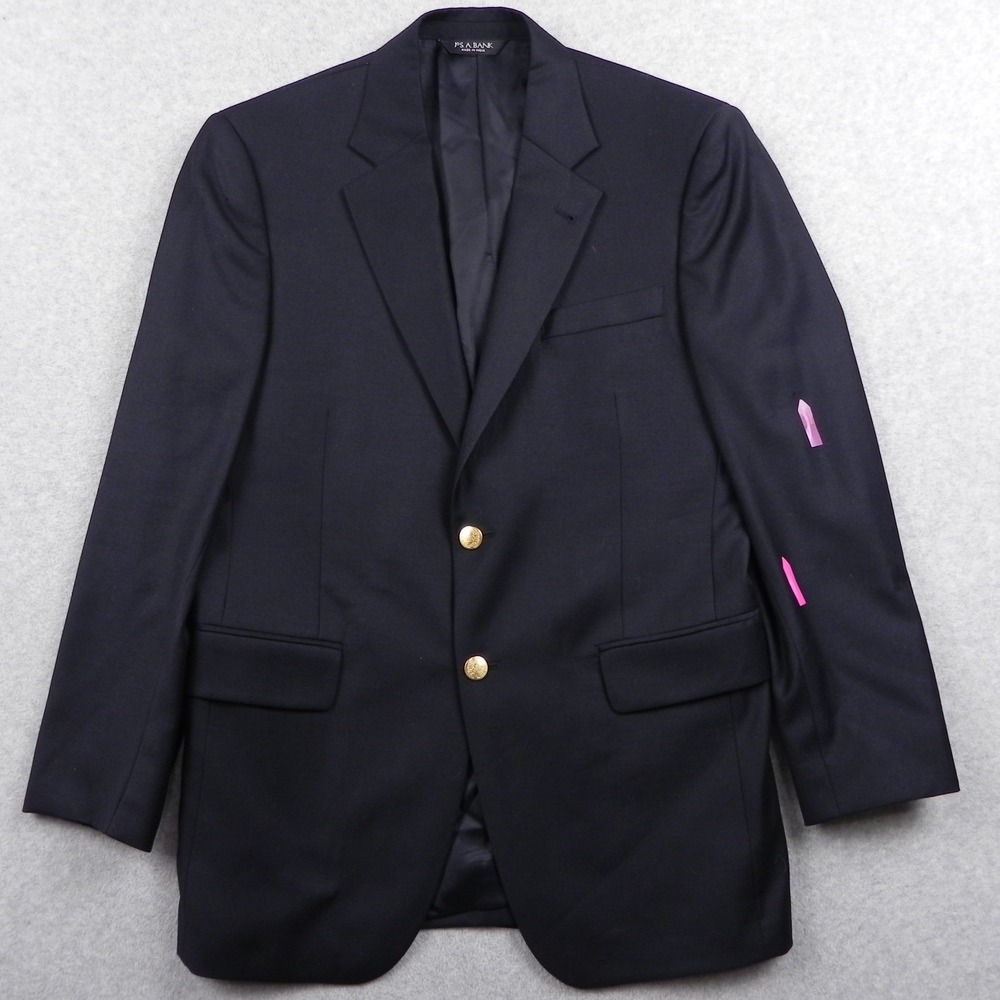 Jos A Bank Blazer Mens 38R Wool Gold 2-Button Suit Jacket Coat Formal Navy Blue‎